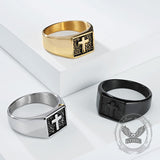 Simple Cross Square Seal Stainless Steel Ring | Gthic.com