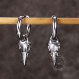 Simple Crow Head Stainless Steel Beast Drop Earrings | Gthic.com