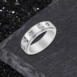 Simple Diamond-Set Star Moon Stainless Steel Spinner Ring