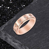 Simple Diamond-Set Star Moon Stainless Steel Spinner Ring