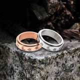 Simple Diamond-Set Star Moon Stainless Steel Spinner Ring