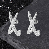 Simple Double-Layer Cross Stainless Steel Earrings | Gthic.com