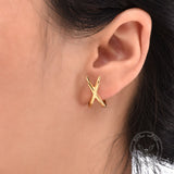 Simple Double-Layer Cross Stainless Steel Earrings