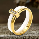Simple Double Layer Ceramic Zircon Ring | Gthic.com