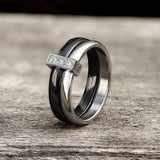 Simple Double Layer Ceramic Zircon Ring | Gthic.com