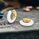 Simple Enamel Sterling Silver French Earrings 01 | Gthic.com