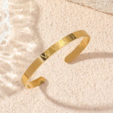 Simple English Letters WWJD Stainless Steel Open Bracelet | Gthic.com