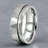 Simple Flat Hammered Tungsten Wide Ring | Gthic.com