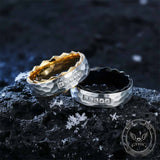 Simple Gem-Set Two-Tone Gear Stainless Steel Ring | Gthic.com