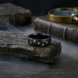 Simple Gem Hexagon Pattern Soccer Stainless Steel Ring