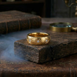 Simple Gem Hexagon Pattern Soccer Stainless Steel Ring