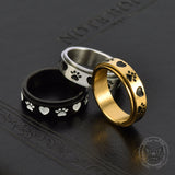 Simple Heart Dog Paw Stainless Steel Spinner Ring 01 | Gthic.com
