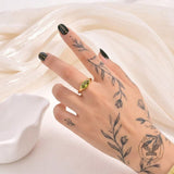 Simple Horse Eye Gemstone Stainless Steel Ring | Gthic.com