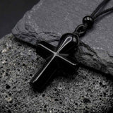 Simple Natural Crystal Cross Charm Necklace