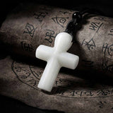 Simple Natural Crystal Cross Charm Necklace