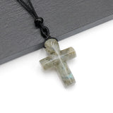 Simple Natural Crystal Cross Charm Necklace