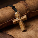 Simple Natural Crystal Cross Charm Necklace