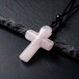 Simple Natural Crystal Cross Charm Necklace