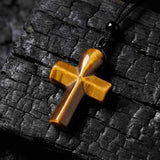 Simple Natural Crystal Cross Charm Necklace
