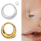 Simple Oval Shape G23 Titanium Pierced Nose Ring 01 | Gthic.com
