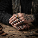 Simple Oval Tiger Eye Stone Stainless Steel Ring | Gthic.com