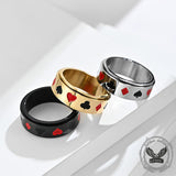 Simple Playing Card Pattern Stainless Steel Spinner Ring | Gthic.com