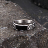 Simple Rectangular Drip Glue Stainless Steel Ring