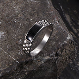 Simple Rectangular Drip Glue Stainless Steel Ring