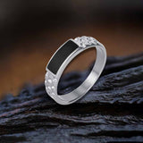 Simple Rectangular Drip Glue Stainless Steel Ring 03 | Gthic.com