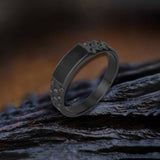 Simple Rectangular Drip Glue Stainless Steel Ring