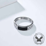 Simple Rectangular Drip Glue Stainless Steel Ring