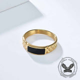 Simple Rectangular Drip Glue Stainless Steel Ring