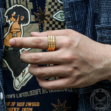 Simple Rhombus Pattern Stainless Steel Band Ring