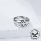 Simple Round Cross Pattern Stainless Steel Ring