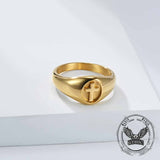 Simple Round Cross Pattern Stainless Steel Ring