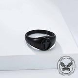 Simple Round Cross Pattern Stainless Steel Ring