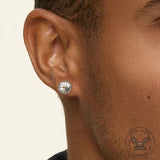 Simple Round Stainless Steel Zircon Stud Earrings | Gthic.com