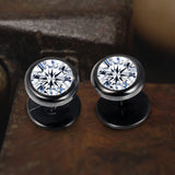 Simple Round Stainless Steel Zircon Stud Earrings
