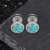 Simple Round Turquoise Stainless Steel Stud Earrings