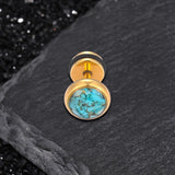 Simple Round Turquoise Stainless Steel Stud Earrings