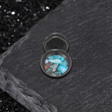 Simple Round Turquoise Stainless Steel Stud Earrings