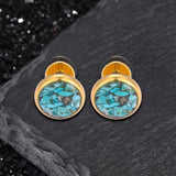 Simple Round Turquoise Stainless Steel Stud Earrings