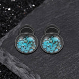 Simple Round Turquoise Stainless Steel Stud Earrings