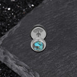 Simple Round Turquoise Stainless Steel Stud Earrings | Gthic.com