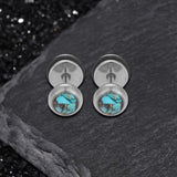 Simple Round Turquoise Stainless Steel Stud Earrings | Gthic.com