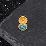 Simple Round Turquoise Stainless Steel Stud Earrings