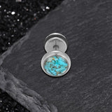 Simple Round Turquoise Stainless Steel Stud Earrings