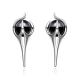 Simple Shape Inlaid Stone Sterling Silver Stud Earrings | Gthic.com