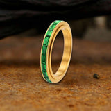 Simple Single-Row Zircon Stainless Steel Spinner Ring