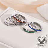 Simple Single-Row Zircon Stainless Steel Spinner Ring | Gthic.com